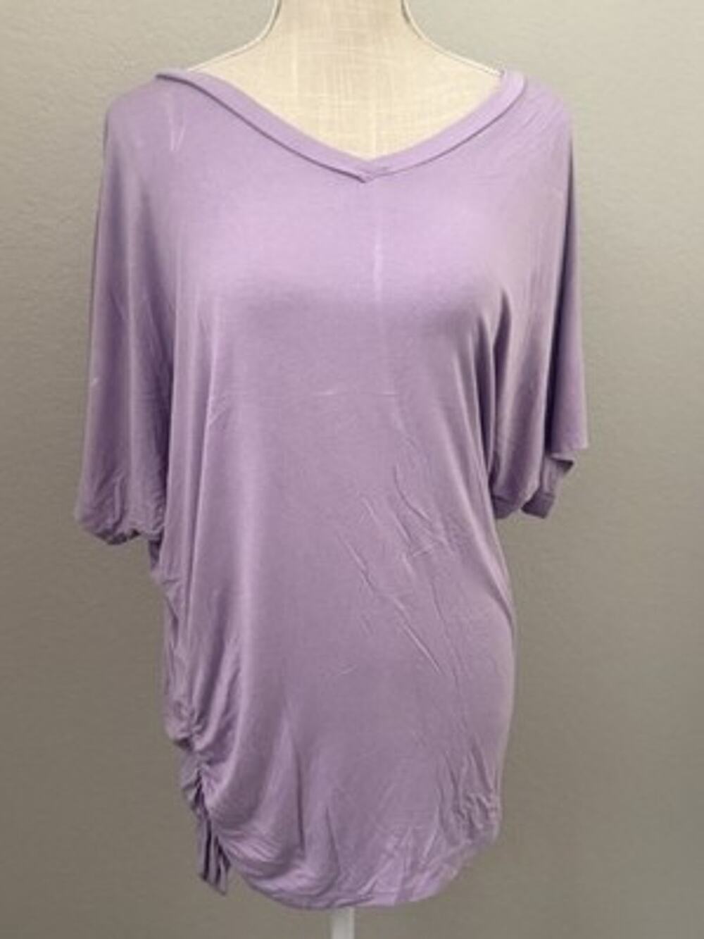 Made By Johnny Womens Purple Modal Dolman Ruched Side Tunic Top XXXL 3X